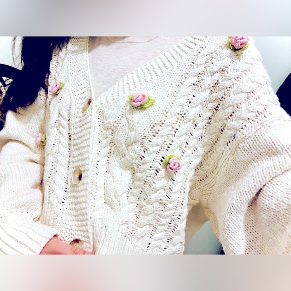 ARULA Sweaters - NWT Arula/Altar’d State 3D floral button up sweater plus size 0X (10-12)
